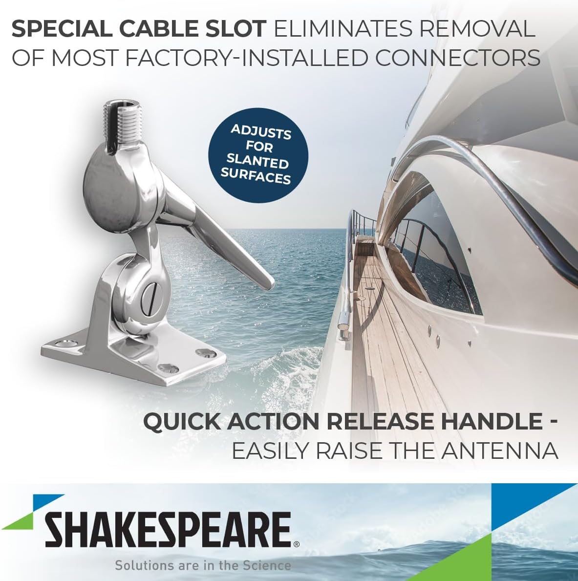 Shakespeare 5187 Stainless Steel 4-Way Ratchet Mount Silver ,One Size
