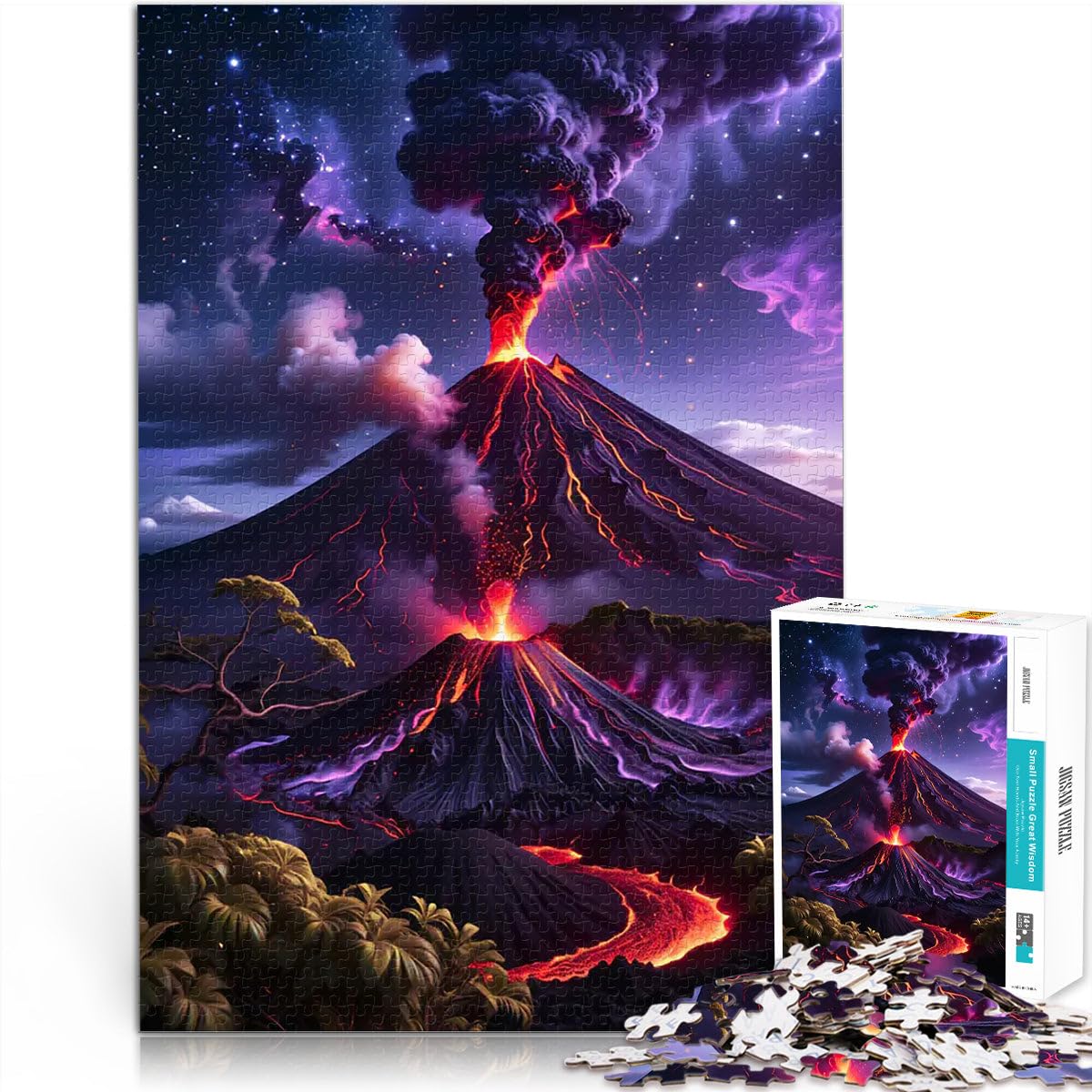 1000 Pieces Puzzles for Adults Volcano Fantasy Landscape Herausfordernd Schwierig Geburtstagsgeschenk, Geschenke52x38cm — image 1