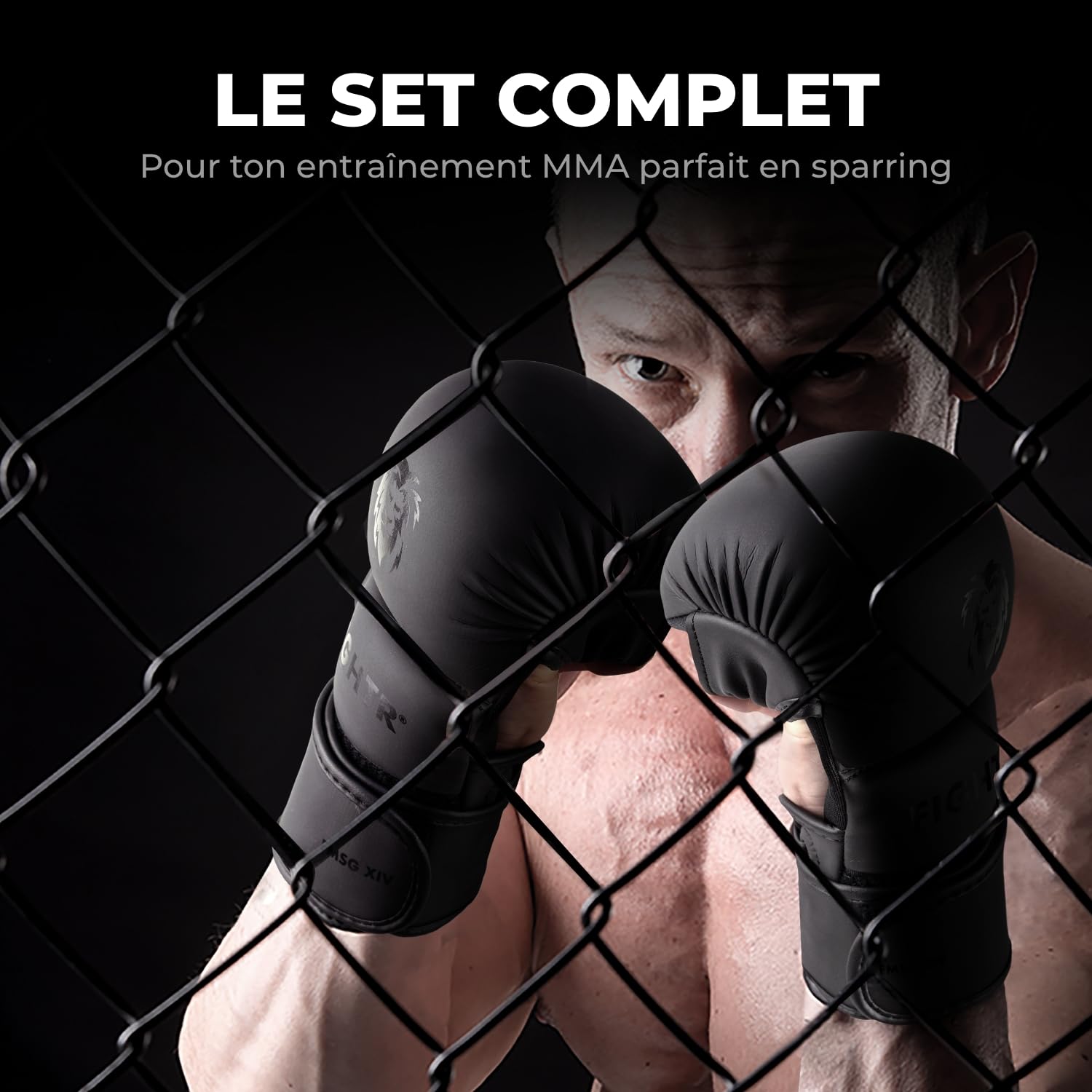 FIGHTR® Gants de Sparring MMA avec Le Meilleur Maintien pour Une stabilité maximale | avec Rembourrage Extra épais | pour Sparring, MMA, Boxe, Kickboxing et Arts Martiaux | Sac de Transport Inclus