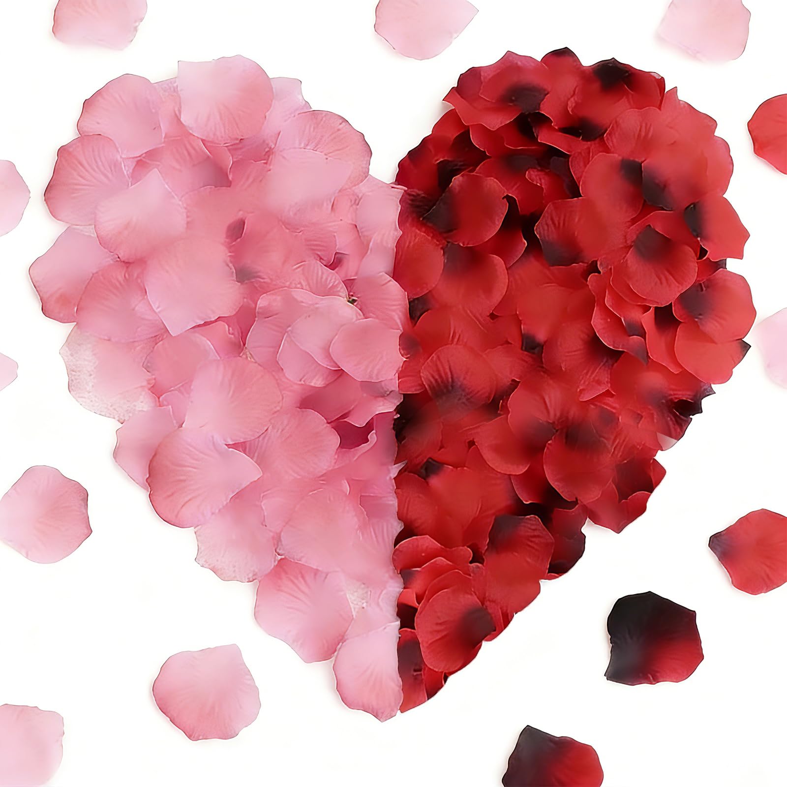 Richaa 4000 Pieces Dried Rose Petals, Artificial Red Rose Flowers Romantic Valentines Decorations, Emulation Roses Petals for Bedroom Wedding Confession Party Decoration (Red + Pink) — image 1