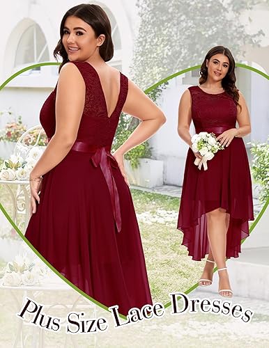 Miniatura 5 de BeryLove Vestido formal de lentejuelas para invitados de boda, cóctel, fiesta de graduación, encaje alto y bajo, vestido elegante para dama de honor