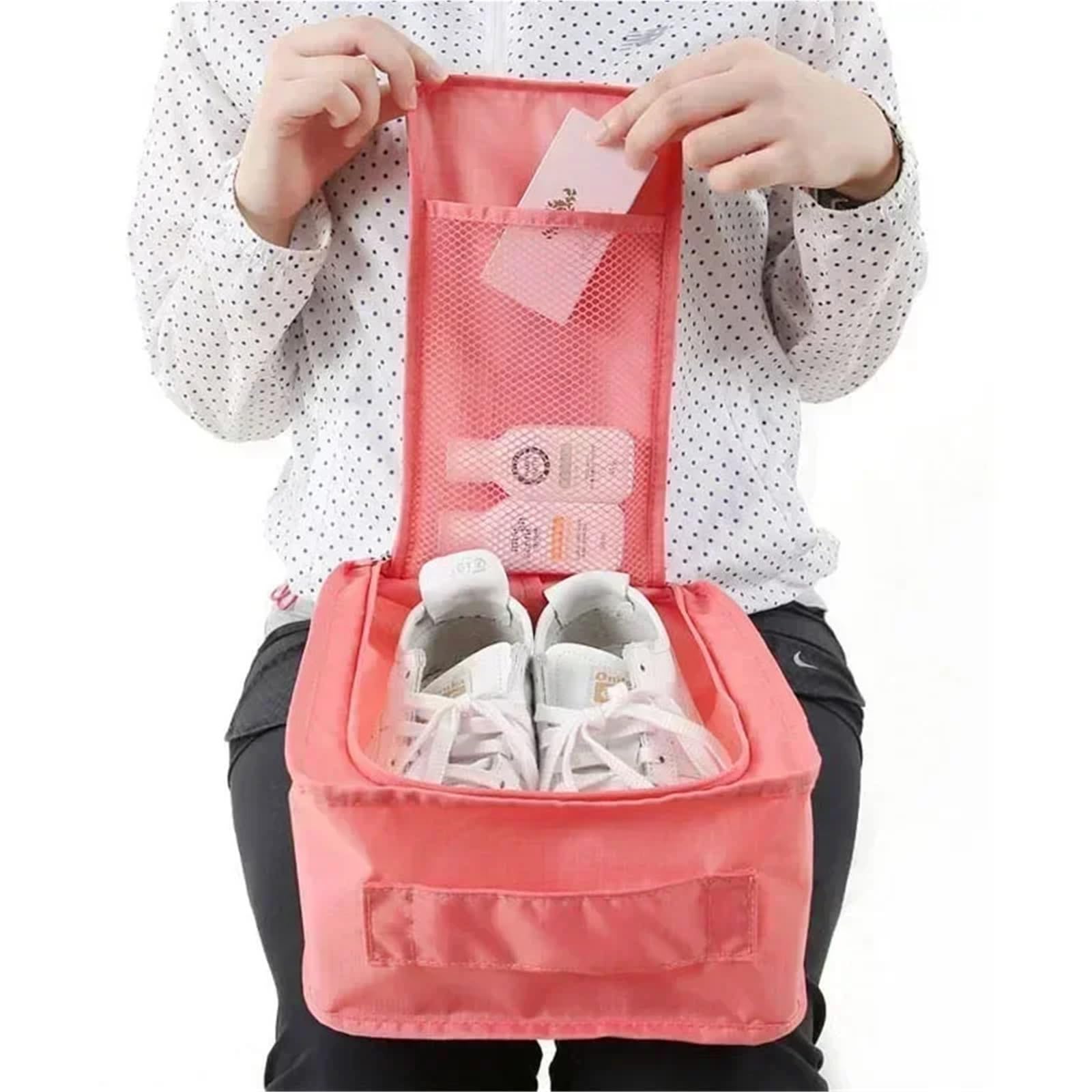 Reise Organizer Reiseaufbewahrung, tragbare Sneaker-Tasche, wasserdicht, atmungsaktiv, Aufbewahrungstasche for einzelne Schuhe, faltbar, tragbar, kleine Schuhtasche, 6 Farben(Blue2)