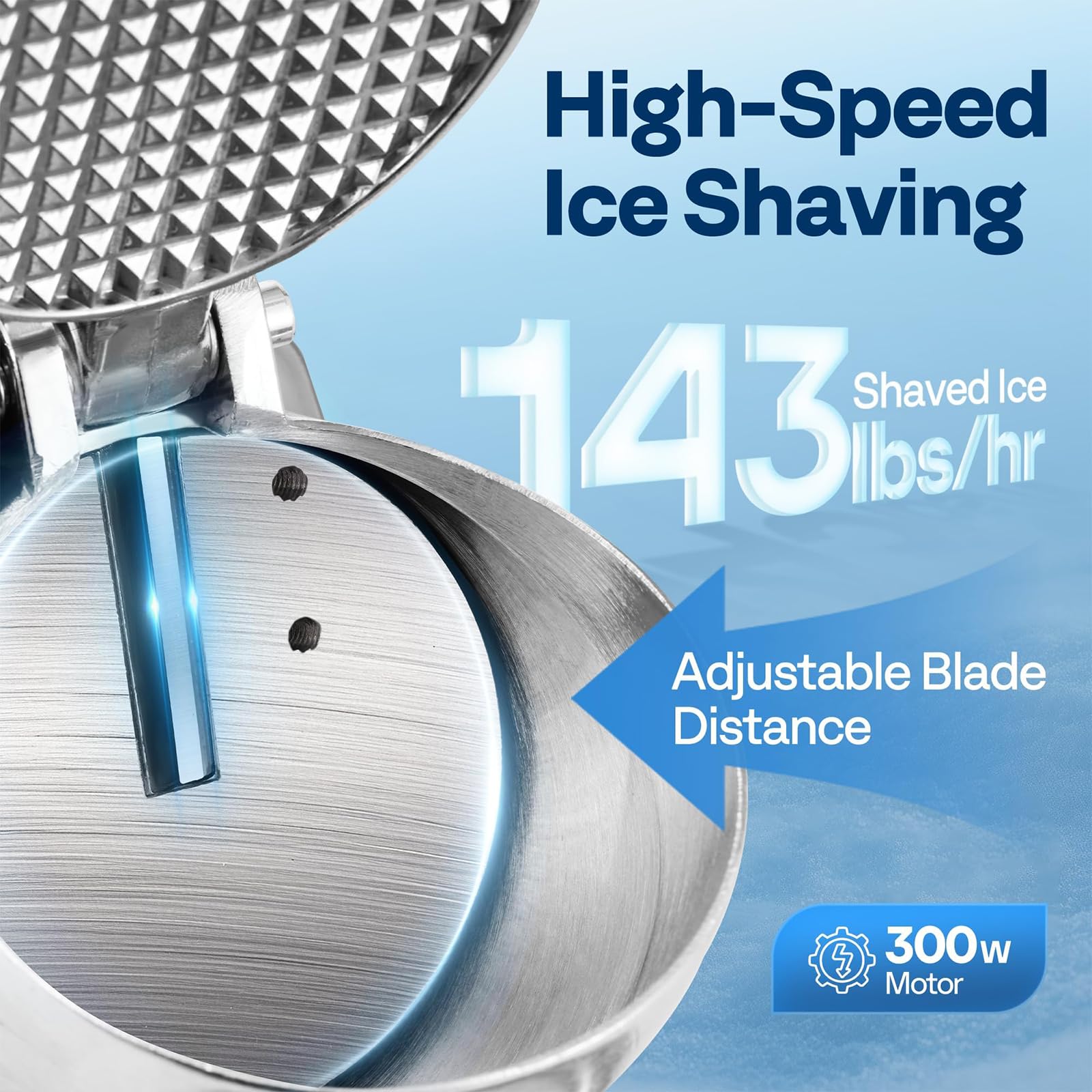 Tritaghiaccio Elettrico da 500 W, Macchina per Granite Professionale da 85 kg/h con Spessore Regolabile, Impugnatura Antiscivolo, Tritaghiaccio in Acciaio Inossidabile per Casa, Nego Red Eight-Knives
