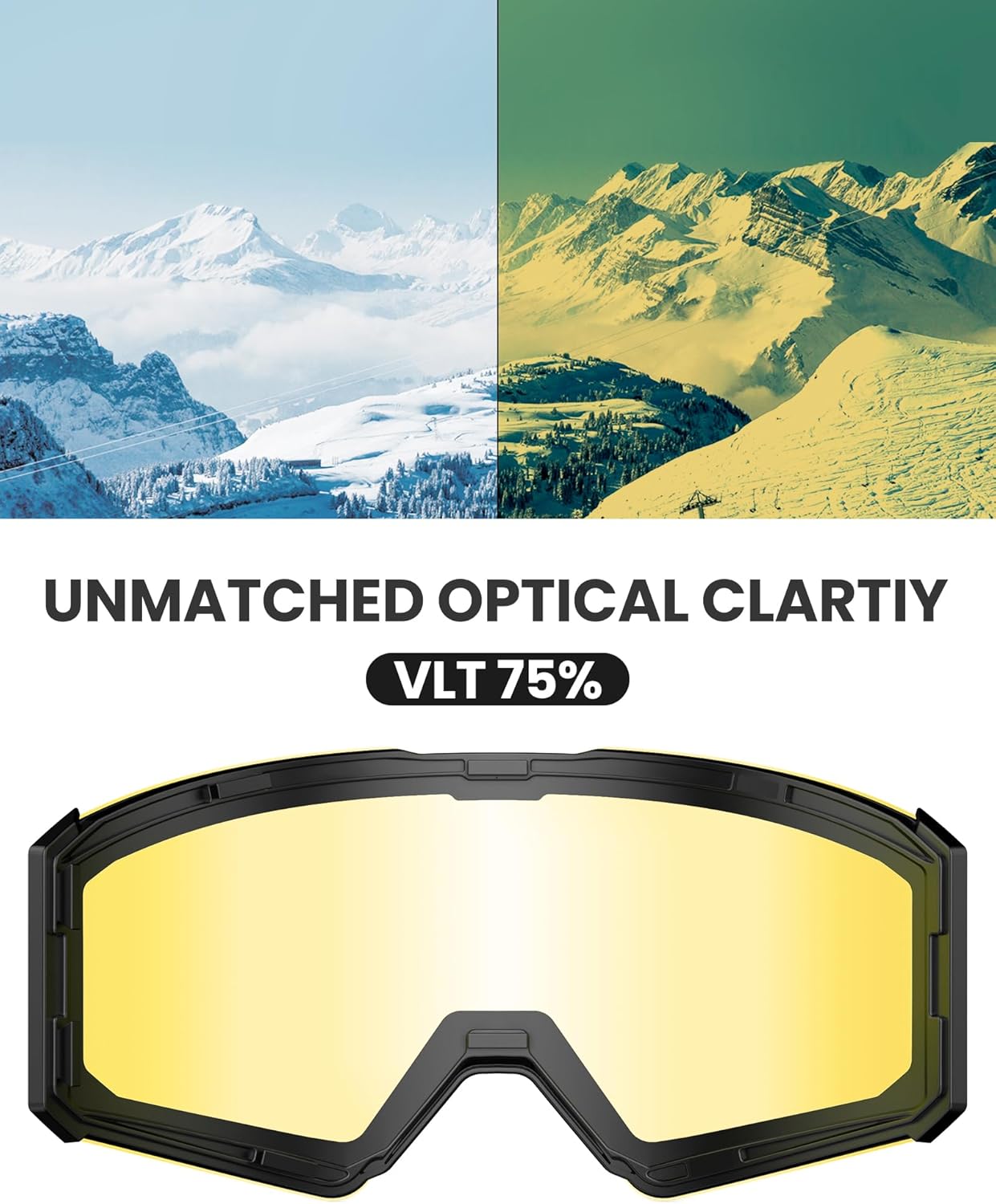 OutdoorMaster Falcon Ski Goggles Lens by ZEISS, OTG Snowboard Goggles Anti-fog, Magnetic Interchangeable Lens, Snow Goggles