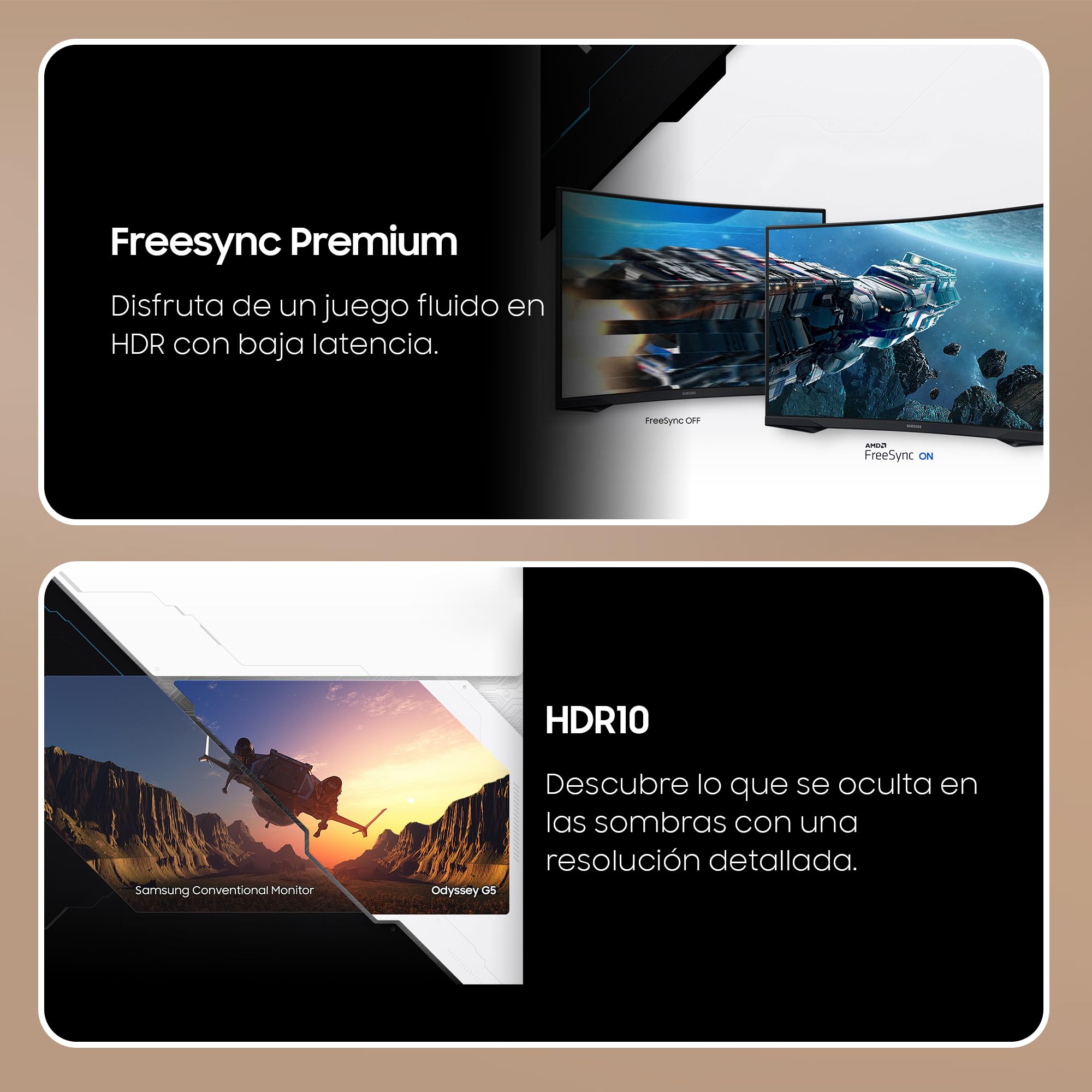 Samsung LS27CG552EUXEN - Monitor Curvo Gaming 27'' WQHD, 2560x1440, 16:9, 2500:1, 1000R, 165 Hz, 1 ms, 300 CD/m², HDMI, AMD FreeSync, Negro - 4