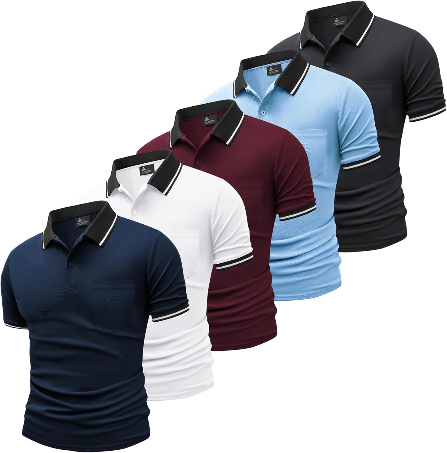 SwissWell 5er Pack Poloshirt Herren Kurzarm Atmungsaktiv Poloshirt Set Leichtes Golf Polohemd Polo T Shirt mit Brusttasche