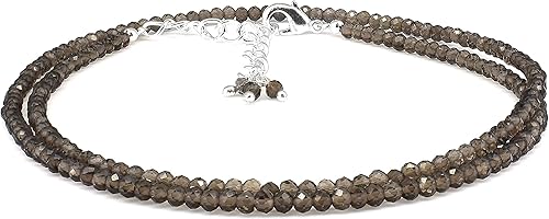 Gempires - Collar natural, cuentas facetadas, cristales curativos de energía, cadena chapada en plata, regalo para ella, joyería de piedras