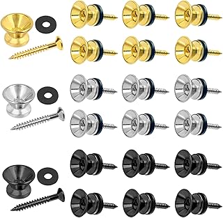 21 Pcs Guitar Strap Button Locks Pins with Screws and Rubber Anti-Slipping Metal End Pins for Electric Acoustic Guitar Bass Ukulele