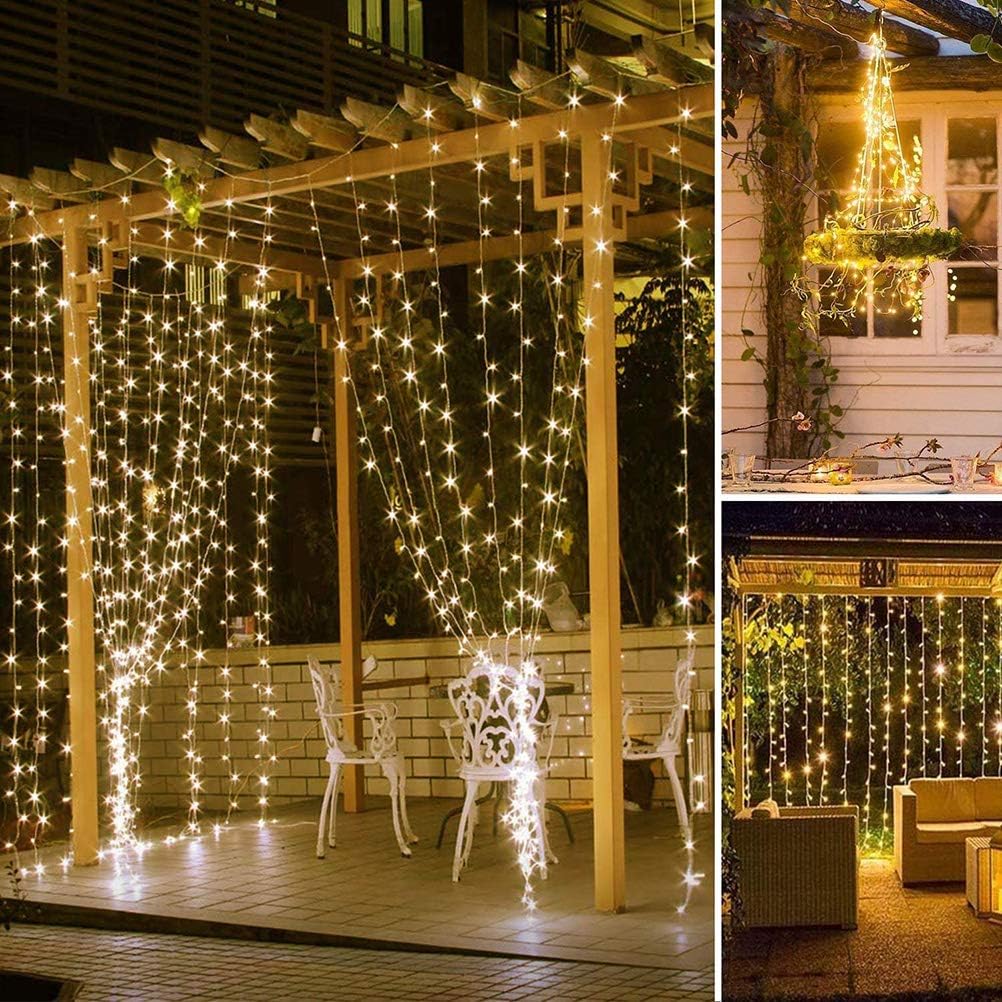 Luz de LED, 3 metros, 300 LEDs, à prova d'água, luz de cortina USB, fio de cobre, cordão de luz de fada para decoração de quarto