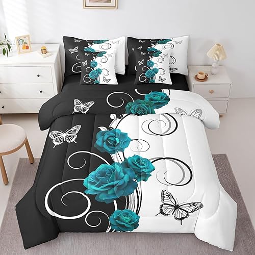 Erosebridal 7 Piece Bed in a Bag Twin Size Comforter Set for