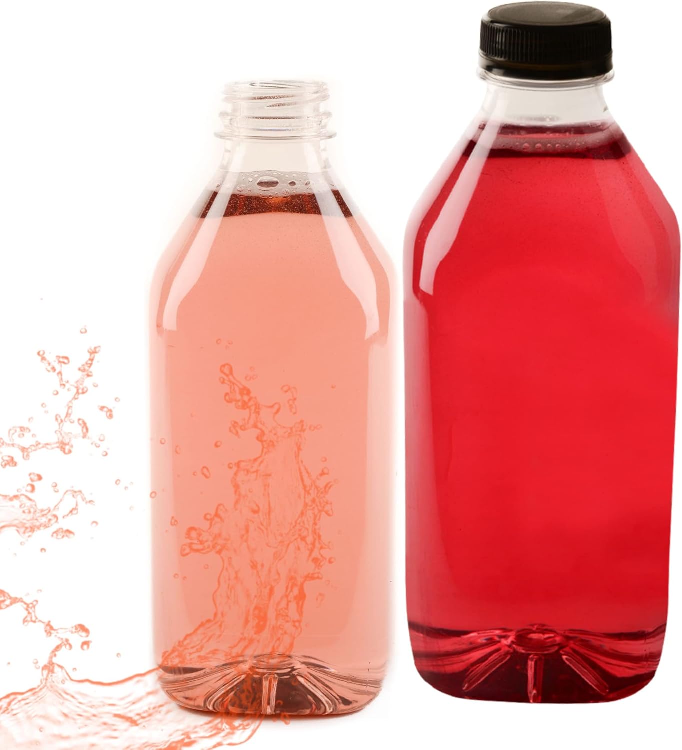 EcoQuality Empty Clear Plastic Juice Bottles with Tamper