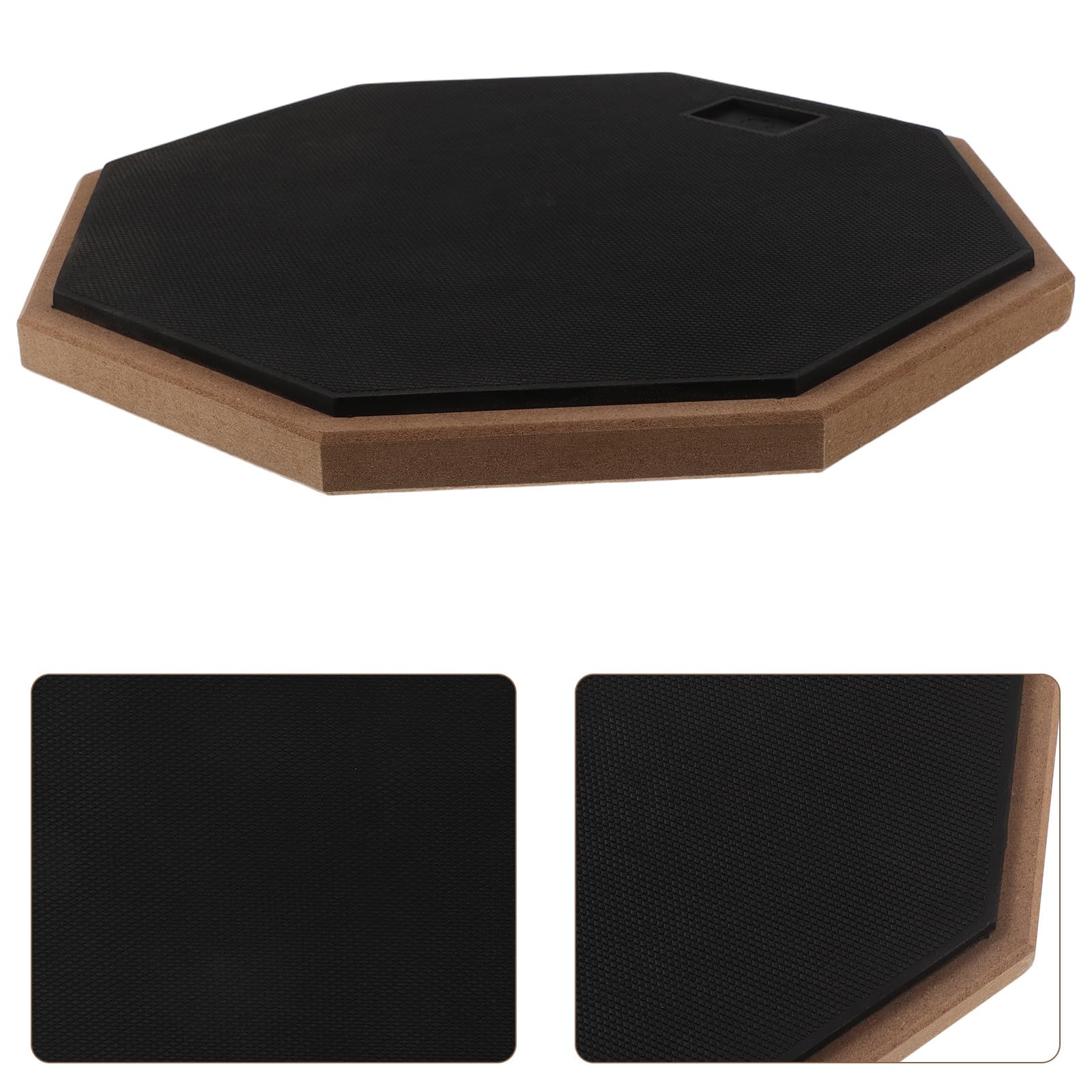 GARVALON Almohadilla de Goma y Madera para Batería de Práctica de 12 Pulgadas, Diseño Octogonal Reducción de Ruido Compacta Adecuado para Principiantes y Profesionales en Escuela o Casa