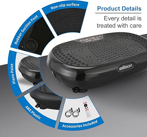 Miniatura 34 de EILISON FitMax 3D XL - Máquina de ejercicio con placa de vibración para entrenamiento de cuerpo entero con bandas de bucle, máquina de drenaje