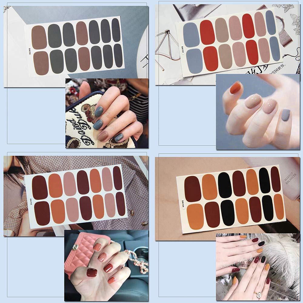 SILPECWEE 14 Sheets Solid Color Nail Polish Strips Full Nail Wraps Nail Polish Stickers for Women Self Adhesive Nail Art Stickers Tips with 1pc Nail File