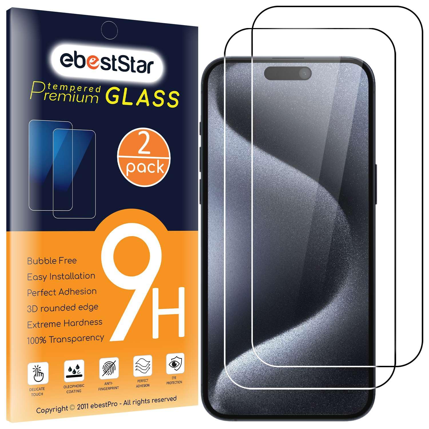 ebestStar - for iPhone 15 Plus, iPhone 15 Pro Max Screen Protector x2, Tempered Glass Protection, Premium Ultra Clear Transparent
