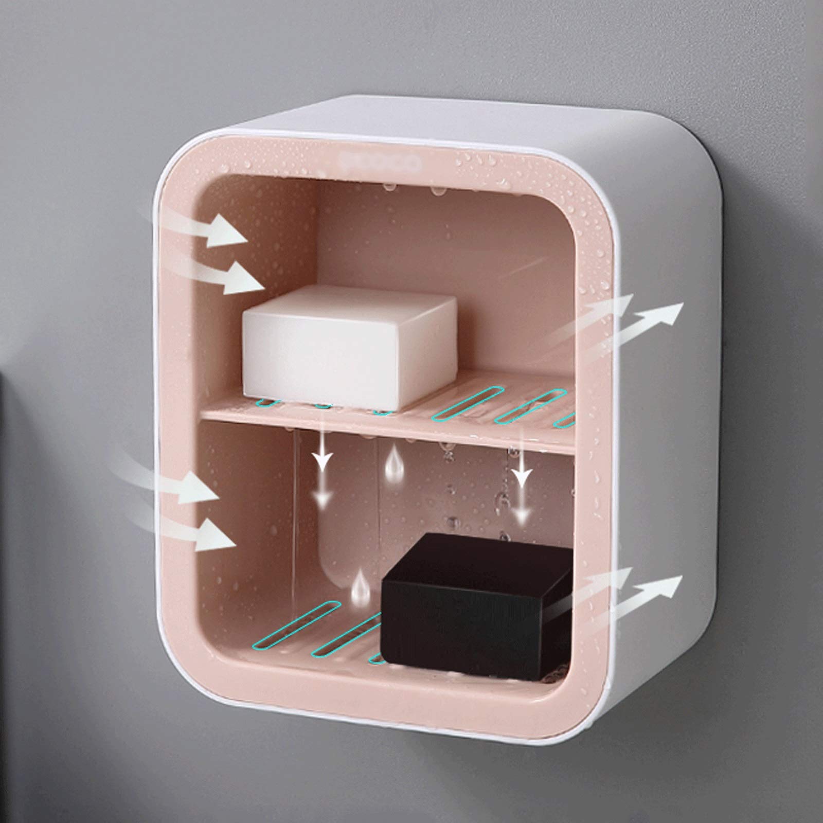 Jabonera/Jaboneras El plato de plástico montado en la pared puede ahorrar espacio, y el recipiente de jabón de múltiples capas en el baño se puede utilizar en familias, hoteles y dormitorios Bandeja d