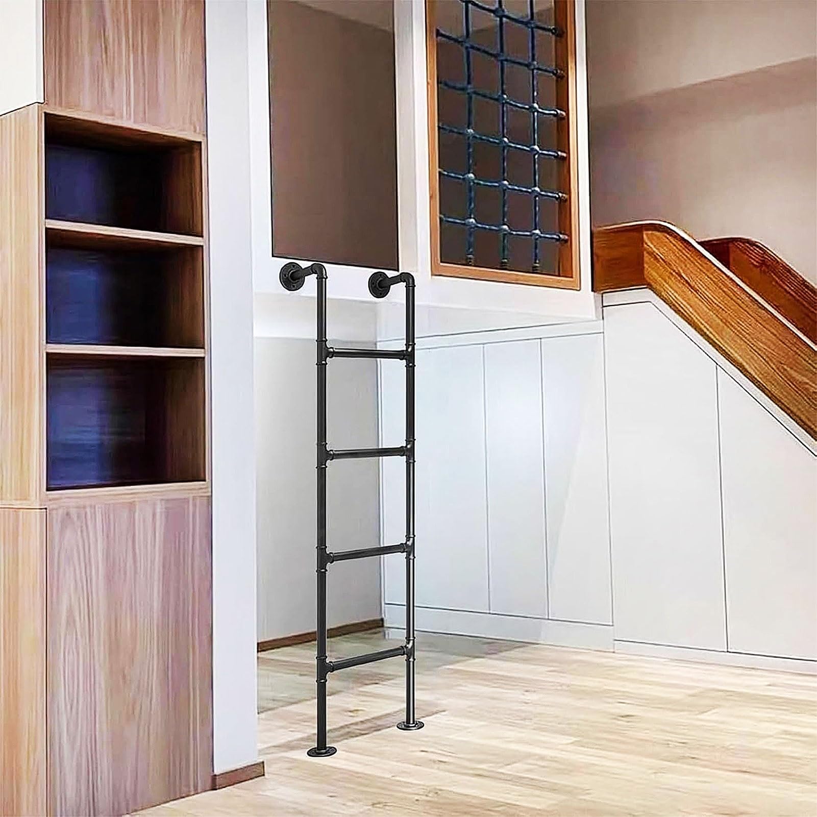 Escalera para literas de Metal Negro para Loft de casa, Escalera de Entrada y Salida de 3,3 a 9,8 pies de Altura, escaleras Colgantes de Pared Resistentes para techos, sótanos, Ven