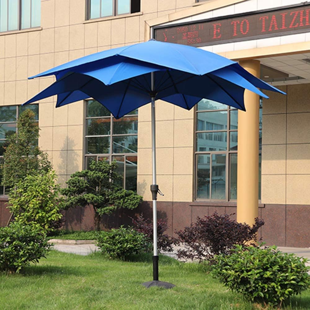 Aluminum Pole Fiberglass Rib Market Patio Umbrella With Crank, Portable Sun Shade Umbrella, Lightweight Adjustable Instant Sun Protection - Double-layer Umbrella Cloth,6 Colors good