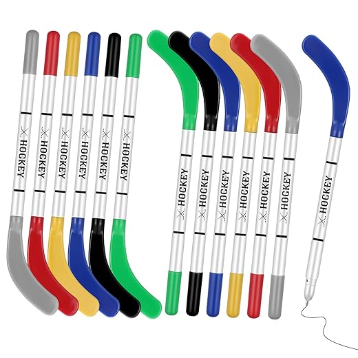 Gilprop 36 Pcs Hockey Stick Theme Pens 7 Inch Hockey Stick Sports Theme Party Favors Bulk Fun Cool Ballpoint Pen Black Ink for Fans Prize Birthday Party Gifts (Classic Color)
