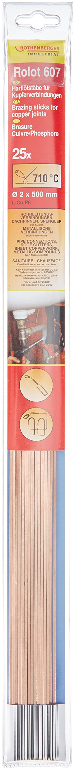 ROTHENBERGER Industrial Kupfer-Hartlot für Rohrleitungsverbindungen, Dachrinnen, Spenglerarbeiten aus Kupfer - 35807, 2x500 mm