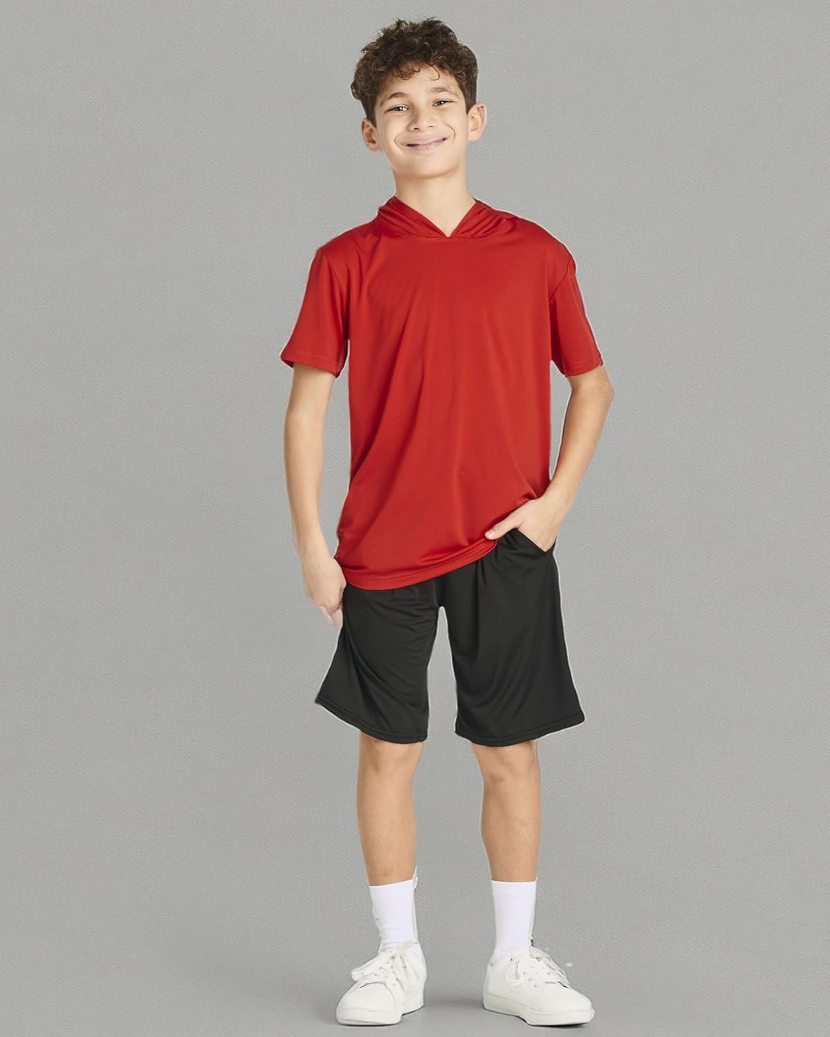 Real Essentials 3 Pack: Boys Dry-Fit Youth Teen Active Athletic Short Sleeve Workout Hoodie - Hooded Pullover Shirts - Image 7