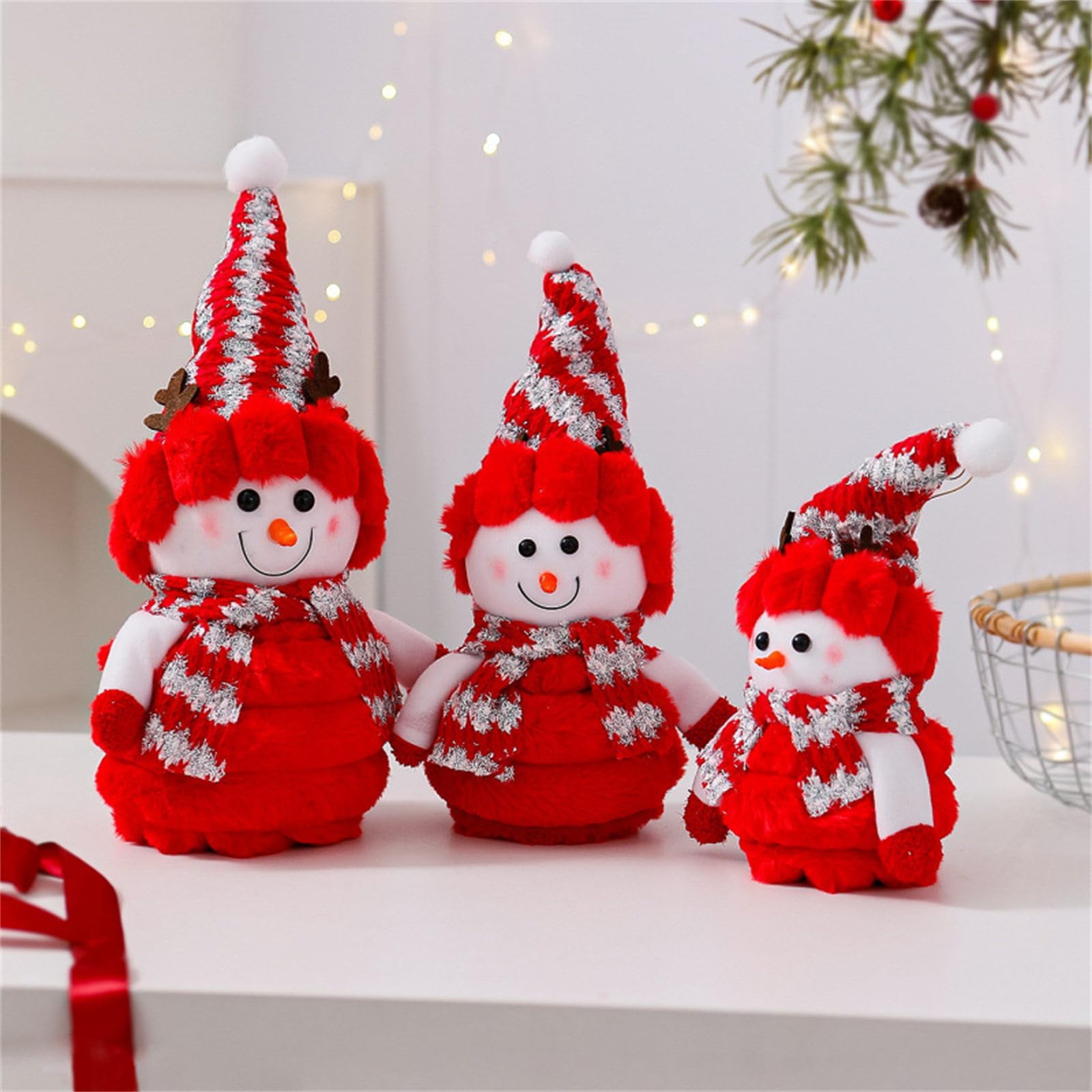 Decoración de muñeco de nieve de Navidad con algodón duradero para el hogar, oficina, vacaciones, fiesta, festival, festival, muñeco de nieve, adorno de peluche para fiestas de invierno, material de