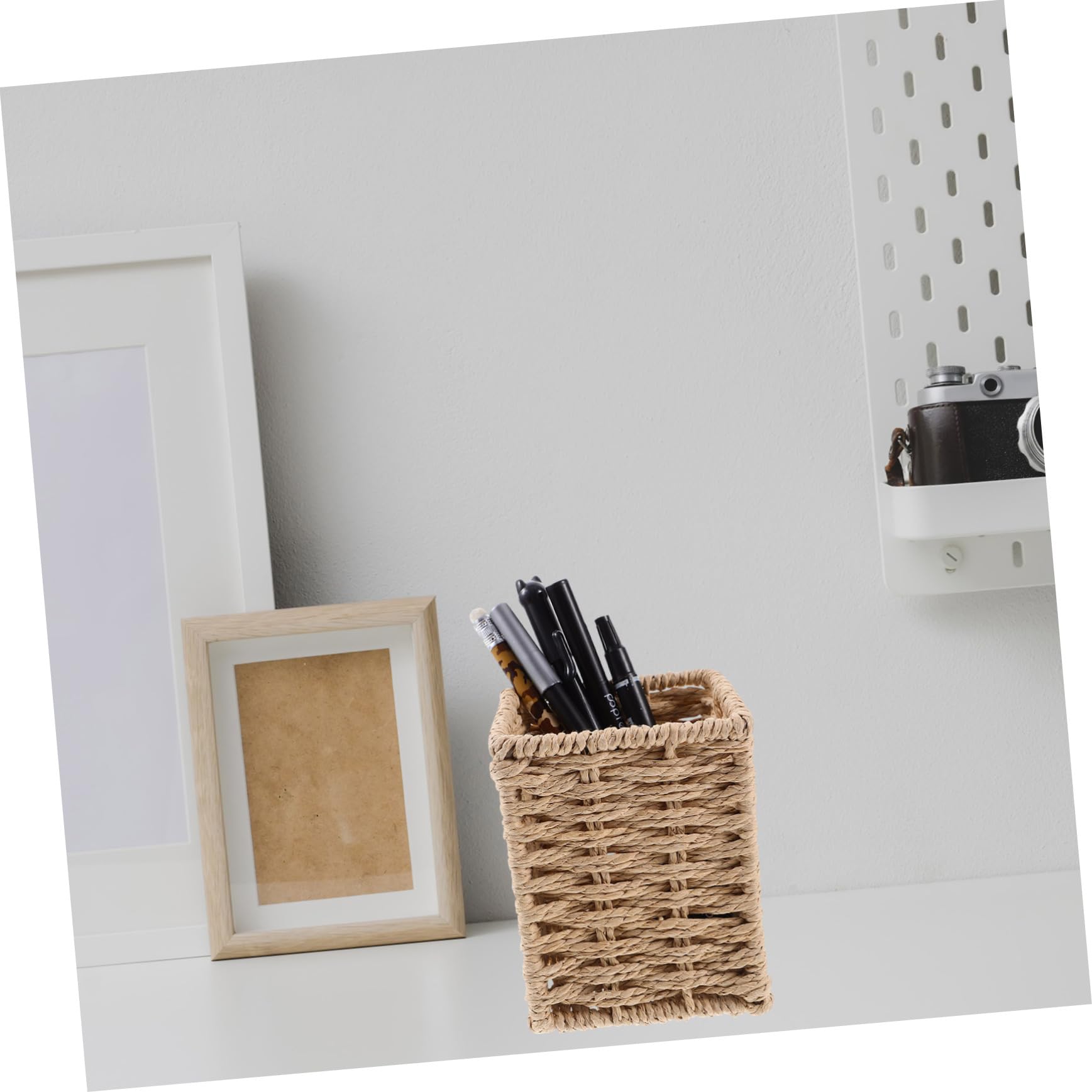 DOITOOL 4 Stück Handgemachter Stiftehalter aus Papierseil Rechteckiger Organizer für Schreibtisch Vielseitig Einsetzbar Stiftehalter Pinselhalter oder Blumenvase für Zuhause