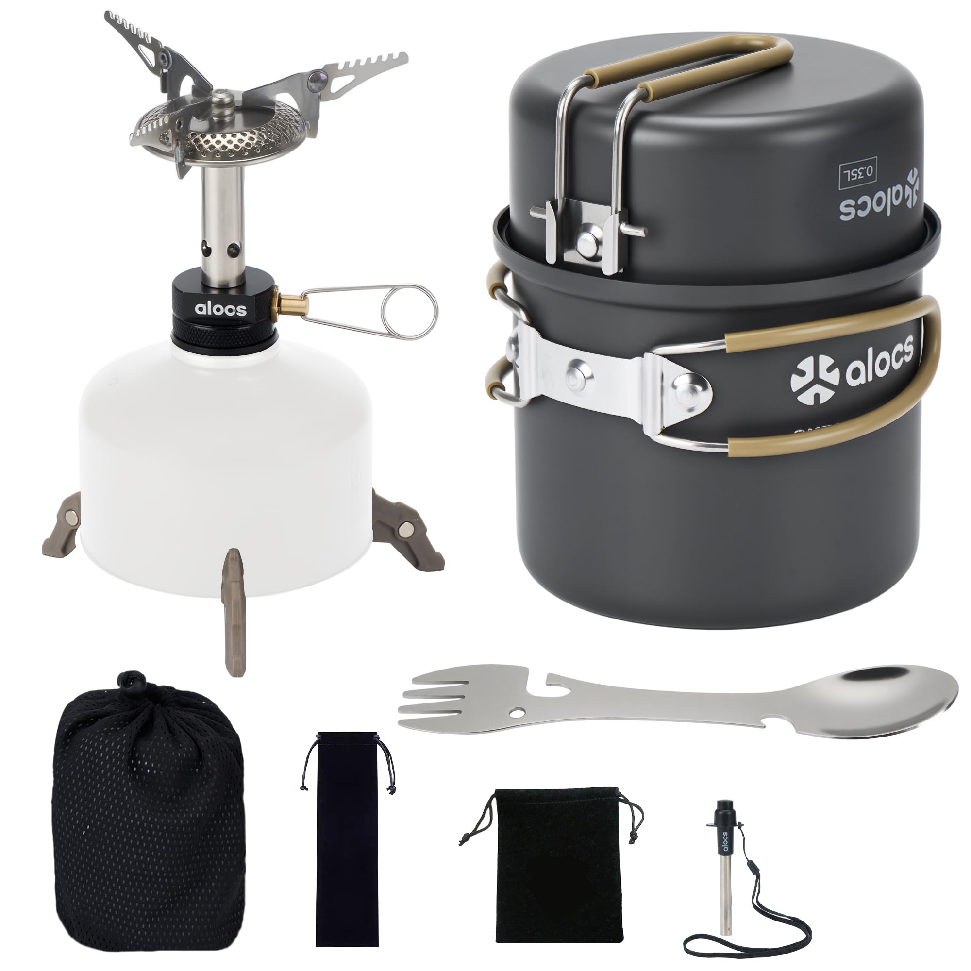 Alocs 9-Piece Camping Cookware Set with 3200W Stove