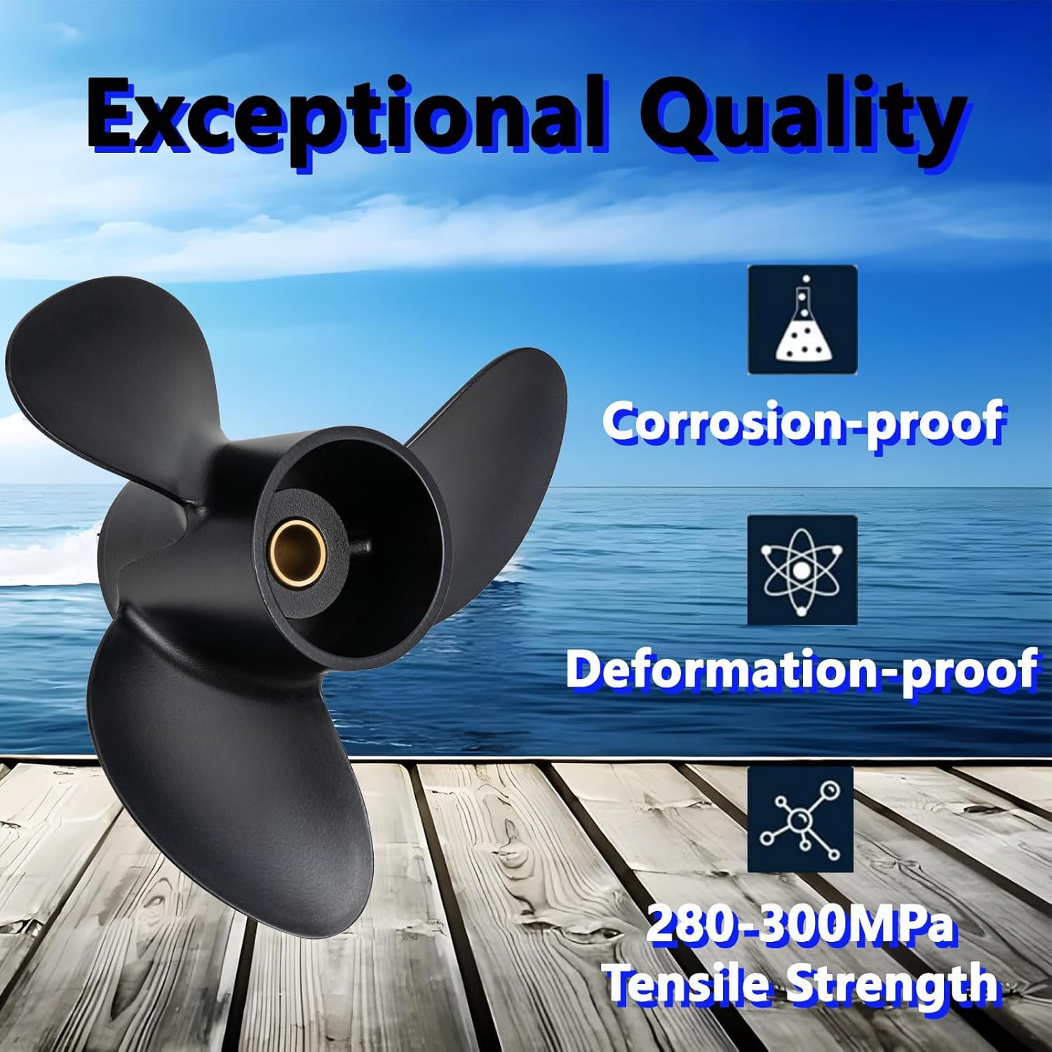 7.8 x 8 Aluminum Outboard Boat Propeller for Tohatsu & Mercury Engines 4-6HP, 12 Spline Tooth, 3R1W64516-0, Compatible with Tohatsu & Mercury 4HP 5HP 6HP, RH