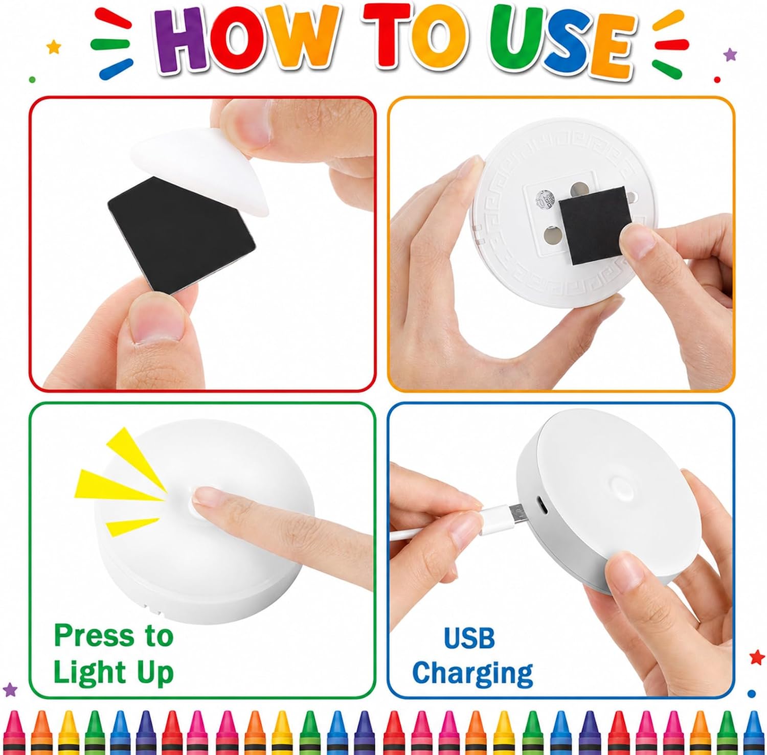 16 PCS Colorful Pencil Push Light and Voice Level Chart Poster Pencil LED Tap Light Voice Level Chart Sticker Noise Levels Management Tool Monitor Rules Sign Classroom Decor for Back to School Supply image 3