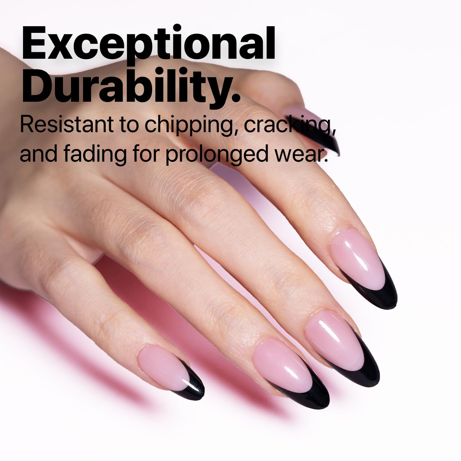 SXC Cosmetics French Tip Press On Nails – Black Series, Medium Almond, X-Pro Tips Starter Kit | 150PCS, 15 Sizes, 5 Styles, Beginner-Friendly