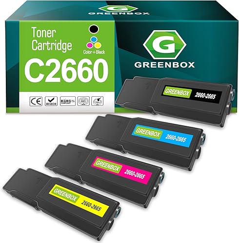 GREENBOX Cartucho de tóner C2660 de alto rendimiento remanufacturado para Dell C2660 593-BBBU 593-BBBT 593-BBBS 593-BBBR para impresora Dell C2660