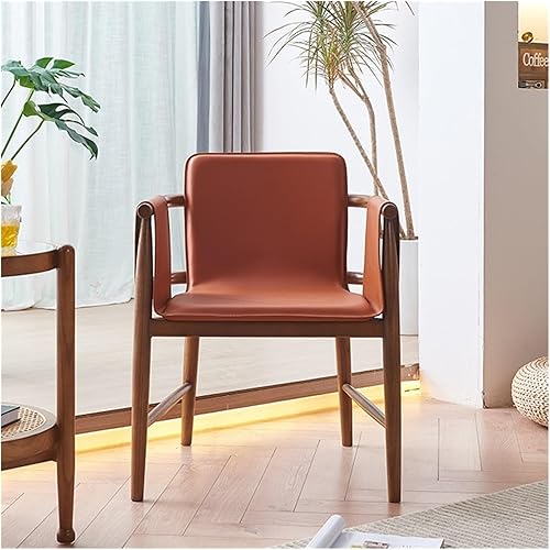 Miniatura 9 de sillas de comedor Silla de comedor de cuero Silla de comedor Ocio Madera maciza Sala de estar Back Ash Hotel Balcón Cocina moderna