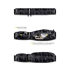 Fitgriff Running Belt for Men & Women - Secure Jogging Pouch for Phone, Keys & Essentials - For All Cell Phones (Camo-Black, 33.5 - 47.5 Waist Size)