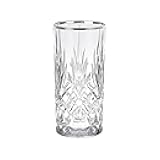 Elegant and Modern Crystal Drinkware for Hosting Parties and Events - Set of 4, Water, Beverage, or Ice Tea Glass, Silver Band, 11 oz.