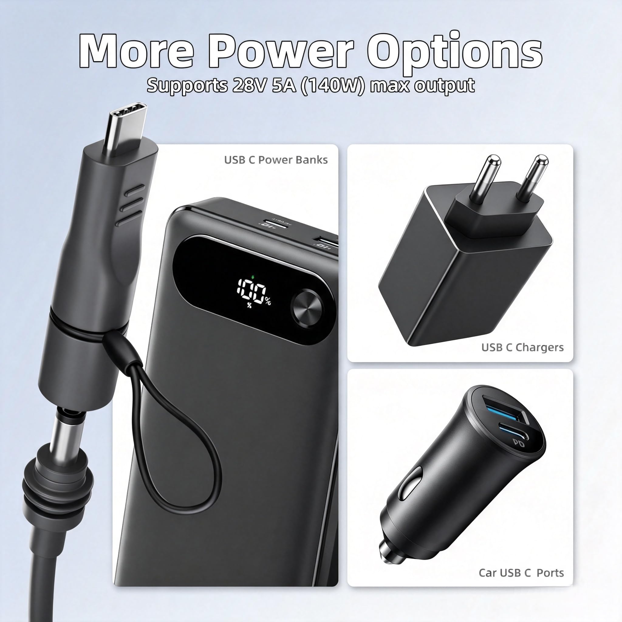Joinfworld Kabel 2 w 1 do Starlink Mini, DC/USB C na kabel zasilający DC