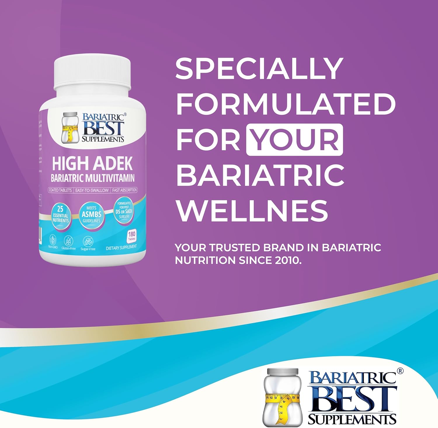 High A D E K Bariatric Multivitamin for Post DS/SADI Surgery, 25 Essential Nutrients for Post-Weight Loss Surgery, 180 Tablets, Meets ASMBS Guidelines for Bariatric Bypass 6 High A D E K Bariatric Multivitamin for Post DS/SADI Surgery, 25 Essential Nutrients for Post-Weight Loss Surgery, 180 Tablets, Meets ASMBS Guidelines for Bariatric Bypass