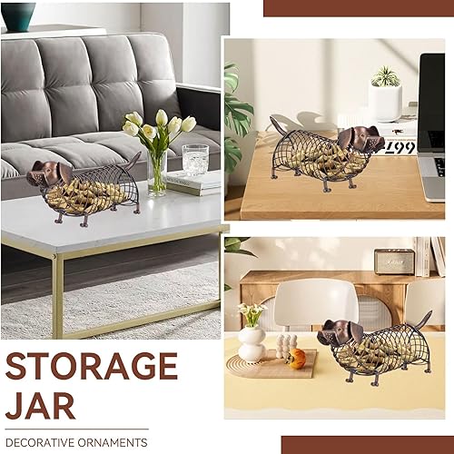 Miniatura 5 de Cyrank Soporte de corcho de vino de metal, con forma de perro salchicha, lindo soporte de corcho para perros, caja de almacenamiento decorativa,