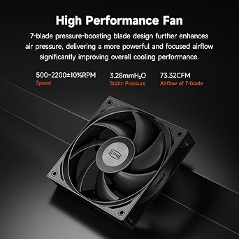 PCCOOLER RT500 TC BK CPU Hava Soğutucu, 5×6mm Isı Borusu, 120mm ARGB Fan (Hydraulic Bearing), 73.3 CFM Yüksek Hava Akışı, Intel LGA115X/1200/1700/1851 & AMD AM4/AM5 Uyumlu
