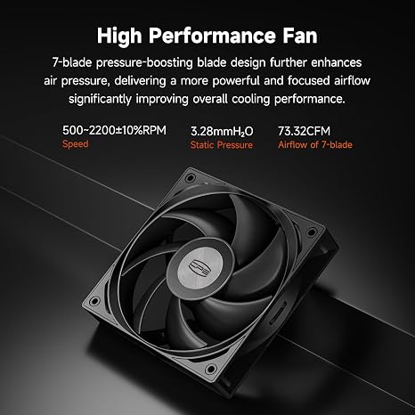 PCCOOLER RT500 TC BK CPU Hava Soğutucu, 5×6mm Isı Borusu, 120mm ARGB Fan (Hydraulic Bearing), 73.3 CFM Yüksek Hava Akışı, Intel LGA115X/1200/1700/1851 & AMD AM4/AM5 Uyumlu