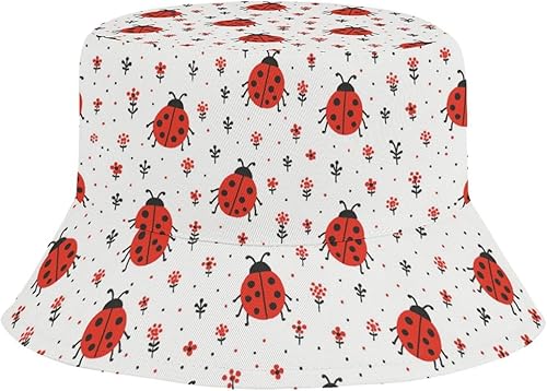Kids Hats Ladybugs Boy Girl Beach Summer Bucket Travel Sun Hat Cap Fisherman Hats for Toddler Children