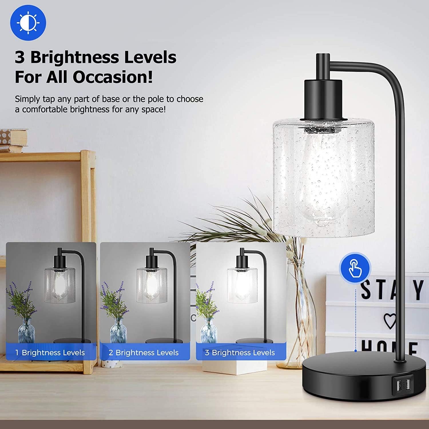Bеѕt Cуbеr Mоndау 🔥 TOBUSA Touch Control Industrial TableLamps Set of 2, Bedside NightstandLamps with 2USB Ports&AC Outlet,3-Way Dimmable Vintage DeskLamp with Seeded Glass for Bedroom Reading,Living Room,Bulbs Included Hоttеѕt Sаlеѕ TOBUSA Touch Control Industrial TableLamps Set of 2, Bedside NightstandLamps with 2USB Ports&AC Outlet,3-Way Dimmable Vintage DeskLamp with Seeded Glass for Bedroom Reading,Living Room,Bulbs Included