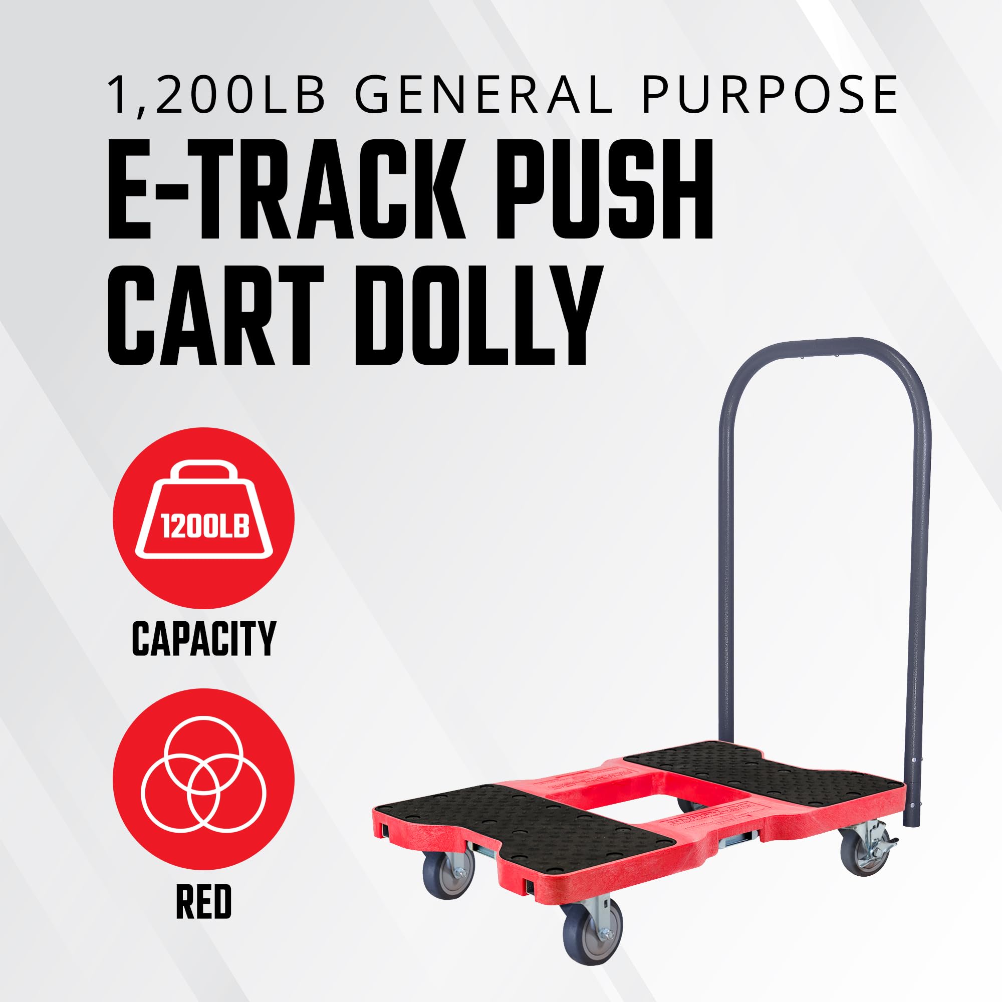 SNAP-LOC 1200 LB Capacity E-Track Push Cart Dolly - Red Professional Moving Cart - View #6