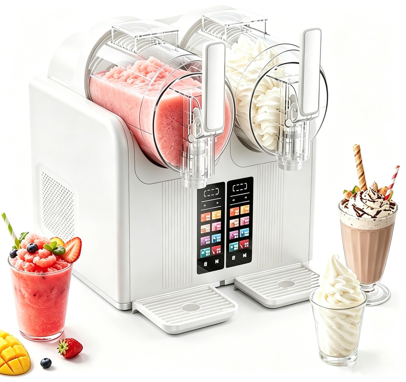 Profesional Heladera De 430 W, Máquina Comercial De Granizados, Pantalla LCD, Limpieza Automática, Controles Táctiles, para Yogur, Cafeterías, Bares De Aperitivos Y Restaurantes White