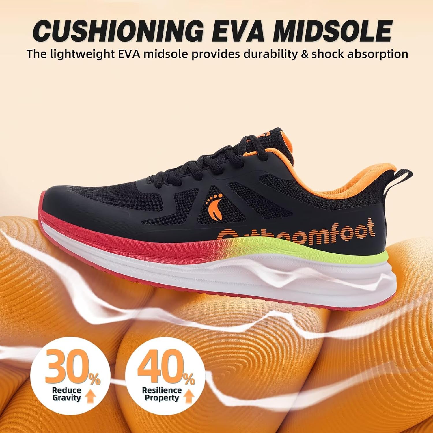 Men's Orthopedic Road Running Shoes: Comfortable Arch Supports Plantar Fasciitis Orthotic Fashion Sneakers, Casual Flat Feet Athletic Tennis Work Walking Shoes for Foot Heel and Pain Relief - Image 7