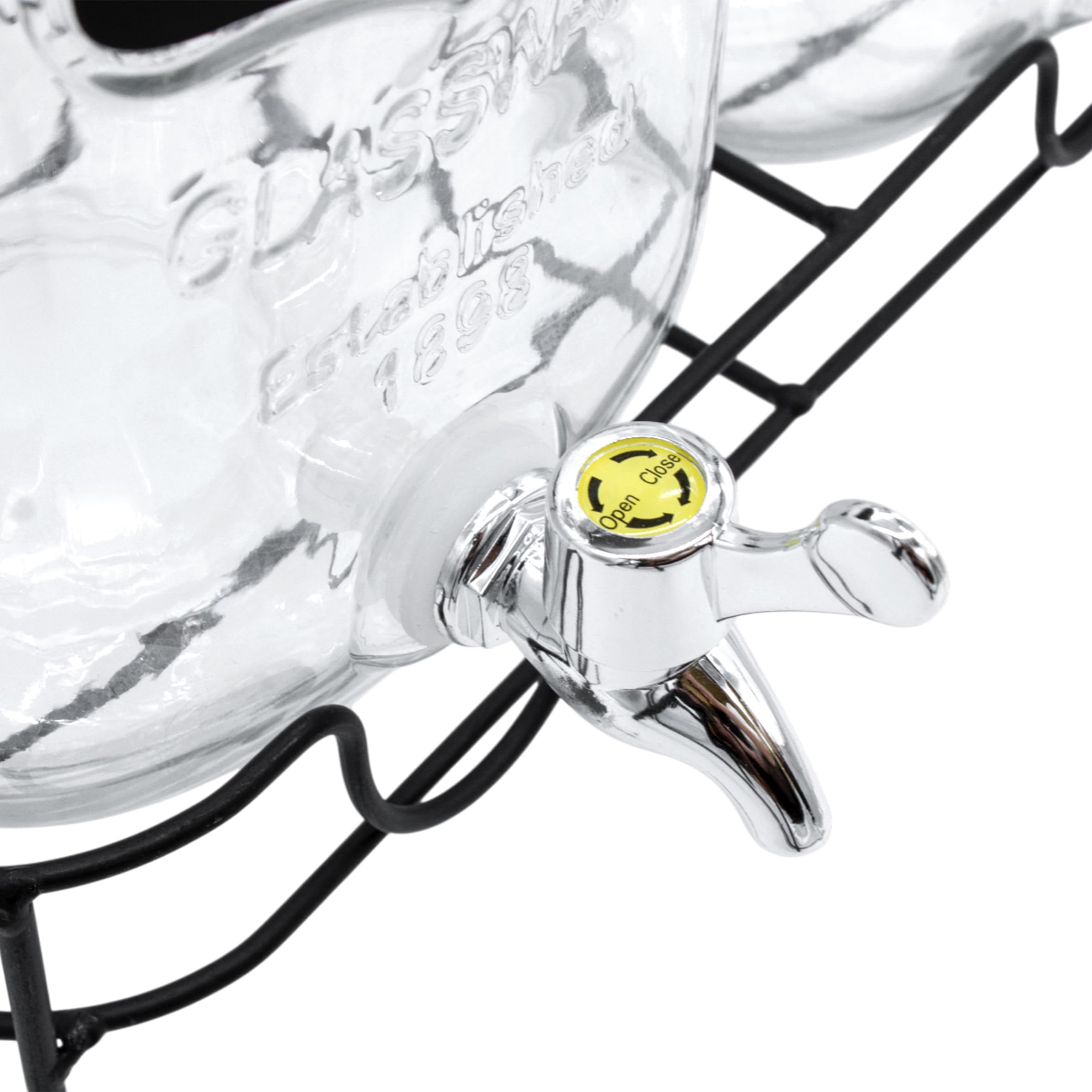 Getränkespender Set 2x 4 L Glas mit Zapfhahn und Gestell | Dekorativer Blickfang für Küche, Gartenfest oder Candy Bar, praktisch für das Servieren von Getränken
