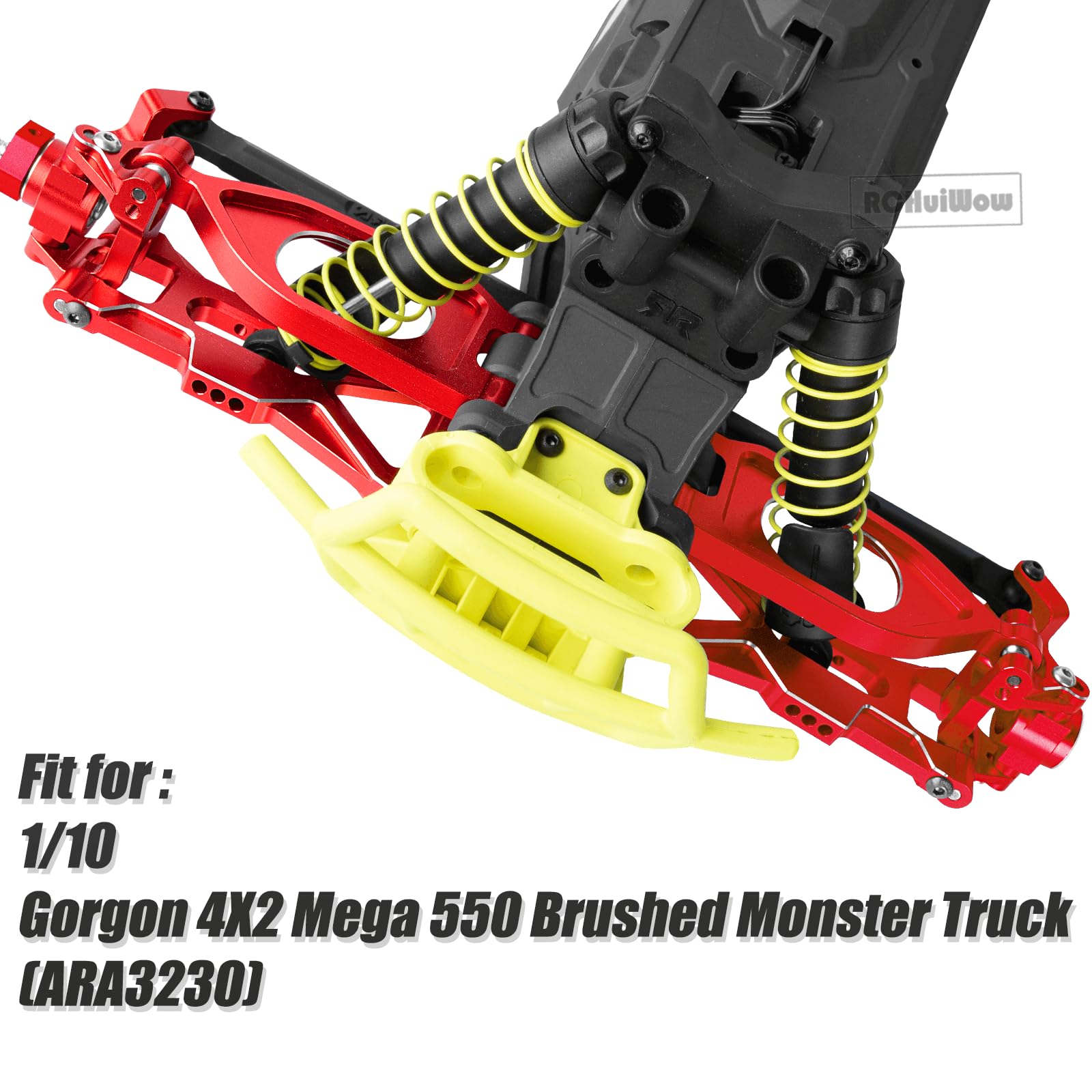 RCHuiWow RC Suspension Arms Upgrades Part for 1/10 Gorgon 4X2 Mega 550 Brushed Monster Truck(ARA3230), Alloy Aluminium Front Upper& Front Lower& Rear Suspension Arms A arms, Red