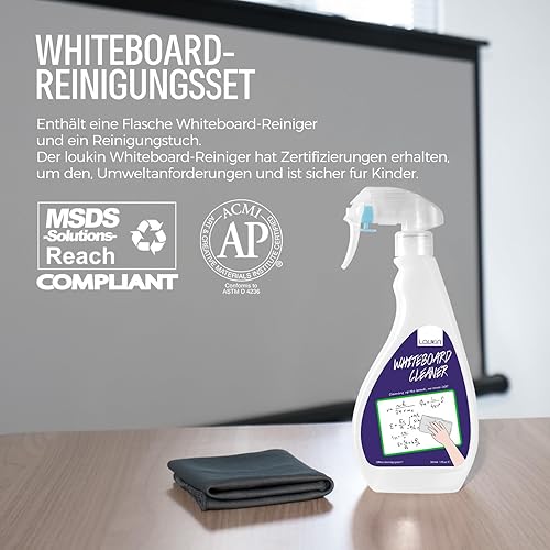 Miniatura 2 de loukin Paquete de accesorios para pizarra blanca | Kit de limpiador de pizarra blanca no tóxico (17 fl oz) y soporte magnético y adhesivo para