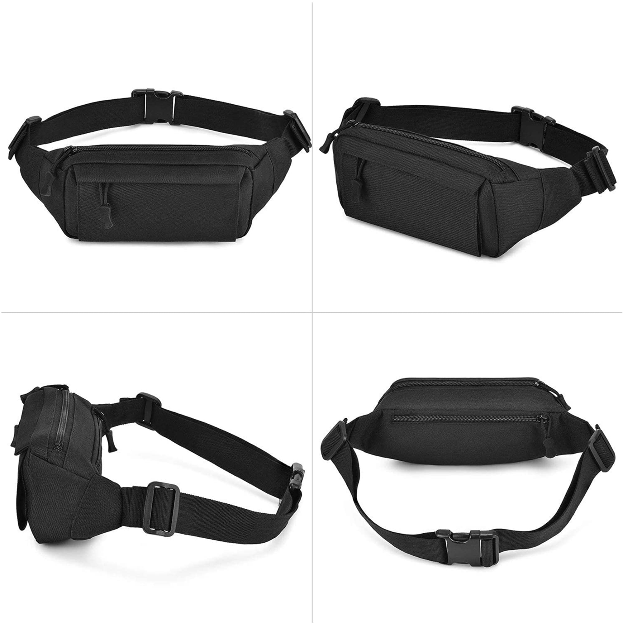 Riñonera táctica pequeña bolsa militar para dinero, bolsa de nailon WR para uso diario, viajes, senderismo, escalada, correr, Negro -, Cierre de cremallera 2