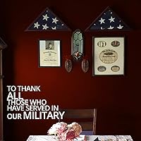 Vista 5 de ANLEY Vitrina conmemorativa de madera maciza con base, parte delantera de cristal real, marco de bandera de entierro montado en la pared, caja